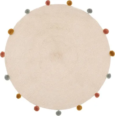 Produktbild von Béžový kulatý koberec POMPONS 90 cm