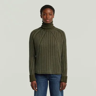 Produktbild von G-star Washed Loose Fit Rollkragenpullover Grün S Damen Grün S