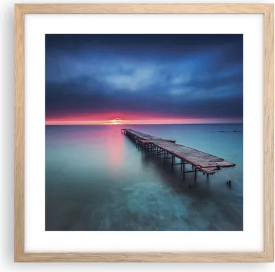 Produktbild von Gerahmtes Poster - Rahmen in heller Eiche - Brücke Meer Landschaft - 40x40 cm - Wand Bild - Wanddeko - Wandbilder - Kunstposter - Wandposter - Bilderrahmen - Bilder - Kunstdruck - P2NAC40x40-4955