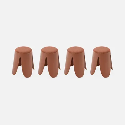 Produktbild von sweeek Hocker mit strukturiertem Bouclébezug, Terrakotta, stapelbar, 4er Set, Ø30 / 44 x H46 cm, belastbar bis 110 kg pro Hocker