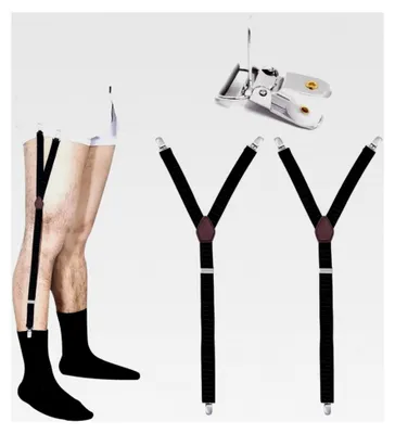 Produktbild von Hemdhalter für Herren, Y-Stil mit rutschfesten Clips, elastischer Nylonstoff, Schwarz