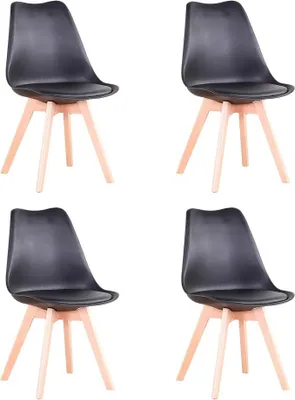 Imagen del producto de Juego de 4 sillas de comedor modernas, estilo escandinavo, con patas de madera de haya maciza, sillas acolchadas para cocina, comedor y sala de estar ()