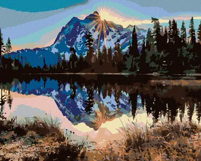 Produktbild von Diamondi - Diamond painting - VERSCHNEITE BERGE, 40X50 cm, mit Keilrahmen (bereits gespannt)