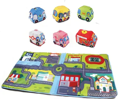 Produktbild von HUANGER "Cartoon"-Spielmatte und Stoffautos