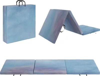 Image de Tapis de gymnastique, rembourrage épais, conception portable, bleu