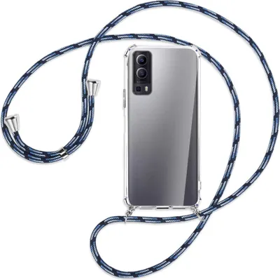 Produktbild von Handykette Backcover-Schutzhülle mit Band (Metall silberfarben) für vivo Y52 5G / Y72 5G / vivo iQOO Z3 - Blautöne