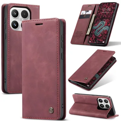 Produktbild von Hülle für Xiaomi 17 Retro Kunstledertasche mit Standfunktion Schutzhülle Rot