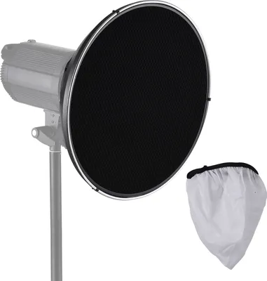 Produktbild von 15,35 Zoll Bowens Mount Beauty Dish Standardreflektor Diffusor Lampenschirmschale mit 60¡ã Wabengitter und Mittelreflektor fuer Bowens Mount Studio Strobe Flash Light Speedlite