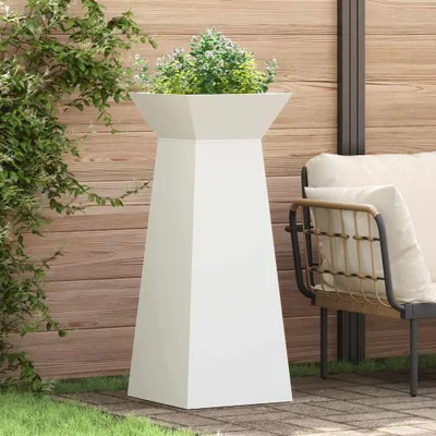 Image de Maison Exclusive - Jardinière sur pied, blanche, 40 x 40 x 100 cm, en acier laminé à froid