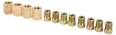Image de Kit de 12 raccords pour conduites de frein, filetage 3/8 pouce-24, raccord de 4 pouces, écrou de 8 pouces, en laiton, universel pour tubes de 3/16 pouce