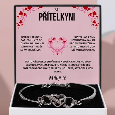 Obrázek produktu pro Lovilion Náramek "Vždy mě měj ve svém srdci" se vzkazem "Mé přítelkyni", Dárek na Valentýna - JULIET_HEARTBRACELET
