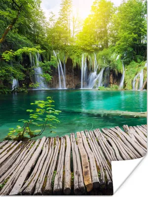 Produktbild von MuchoWow® Poster Brücke - Wasserfall - Natur 30x40 cm - Wandplakat - Poster Kinderzimmer