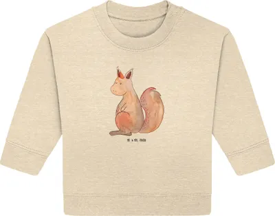 Produktbild von Mr. & Mrs. Panda Organic Baby Pullover Einhorn Glauben 6. - 12. Monat - Natural Raw - Geschenk, Einhörnchen, Unicorn, Eichhorn, Einhörner, Bullover, Eichhörnchen