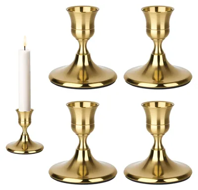 4 goldene Kerzenhalter, Retro-Design, 7x6,7 cm, für Tischdekoration