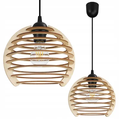 Image de Suspension, lustre, bois, abat-jour LED