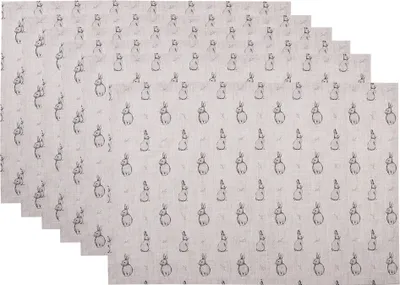 Immagine prodotto di Clayre & Eef Set di 6 tovagliette 48x33 cm Beige Grigio Cotone Coniglio