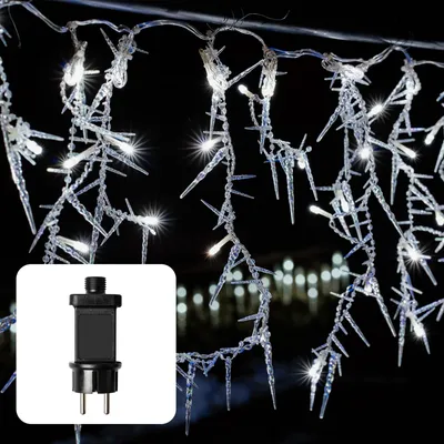 Produktbild von LED Vorhang Deko Eisregen Zapfen Outdoor Winter Weihnachten 100 LED warmweiß