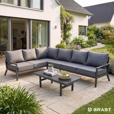 Produktbild von BRAST Gartenlounge-Set Aluminium Adria | viele Varianten & Module | bis zu 5 Personen | Sofa Sessel Tisch | korrosionsfrei wetterfest | Loungemöbel Essgruppe Gartenmöbel | Ecksofa Set 1