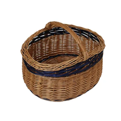 Produktbild von Großer Einkaufskorb Weide natur/blau 50x40cm