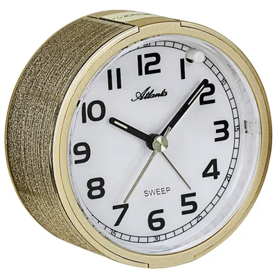 Produktbild von Atlanta 1993/9 Wecker Quarz analog golden leise ohne Ticken mit Licht Snooze