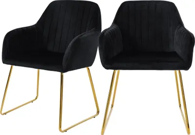 Produktbild von ML-Design 2er Set Esszimmerstuhl mit Rückenlehne, Schwarz, aus Samt