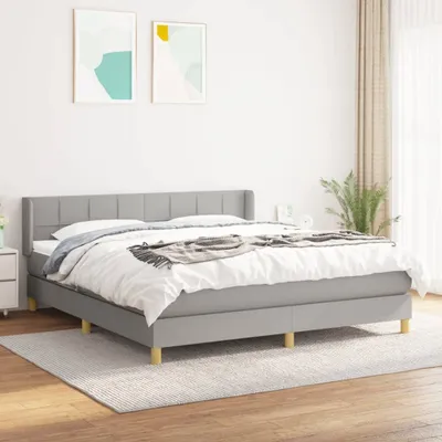 Produktbild von Boxspringbett mit Matratze Hellgrau 160x200 cm Stoff
