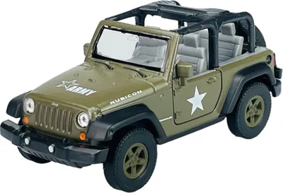 Immagine prodotto di Welly Jeep Wrangler Rubicon senza tetto Militare 1:34-1:39 Modello in metallo pressofuso Nuovo nella confezione 39885