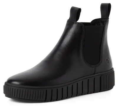 Produktbild von Tamaris Damen Stiefelette Chalsea Leder Zuglasche Profilsohle 1-25403-43, Größe:41 EU, Farbe:Schwarz