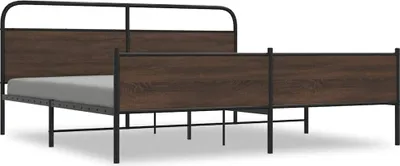 Produktbild von vidaXL Metallbett ohne Matratze Braun Eichen-Optik 183x213 cm