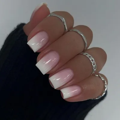 Produktbild von Press on Nails Mittel Eckig Rosa Weiß Farbverlauf 24 Stück Kunstnägel zum Aufkleben