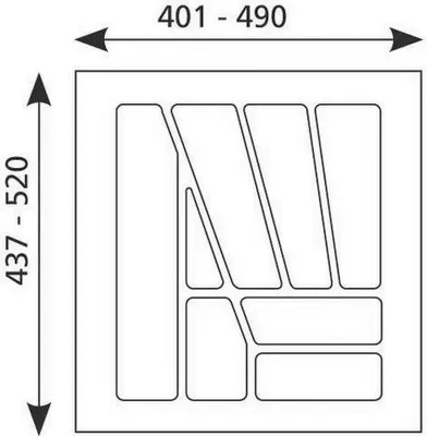 Produktbild von Besteckeinsatz 610565 BE 50 MULTI 401 - 490 mm silbergrau