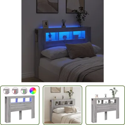 Produktbild von The Living Store LED-Kopfteil Grau Sonoma 140x18,5x103,5 cm Holzwerkstoff