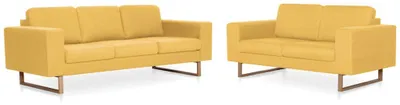 Imagen del producto de vidaXL Juego de 2 sofás tapizados en tela, color amarillo