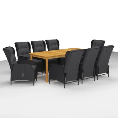 Image de vidaXL Ensemble de jardin 9 pièces gris foncé