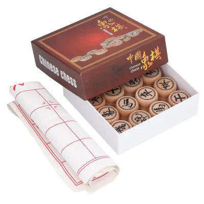 Obrázek produktu pro Čínská sada Xiangqi, sada Xiangqi z bukového dřeva, sada čínských šachových her, čínské šachy z bukového dřeva, sada čínských šachů, sada Xiangqi