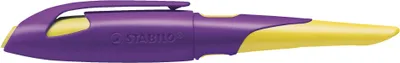 Produktbild von Ergonomischer Schulfüller für Rechtshänder mit Anfänger-Feder A - STABILO EASYbirdy in violett/gelb - Einzelstift - inklusive Patrone