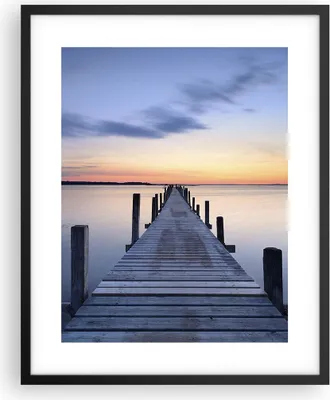 Produktbild von Gerahmtes Poster - Schwarzer Rahmen - Sonnenuntergang See Wasser Brücke - 40x50 cm - Wand Bild - Wanddeko - Wandbilder - Wandposter - Bilderrahmen - Bilder - Kunstdruck - Wandbild - P2BPA40x50-2508