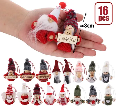 Produktbild von 16-teiliges Set Weihnachtswichtel Deko Wichtel Weihnachten Christbaumanhänger, ca.8 cm