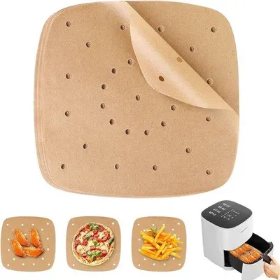 Produktbild von Bakpapier-Set aus Papiervellen, 100 Stück, 23 x 23 cm, Wegwerpbakplatten für Haushaltsgeräte
