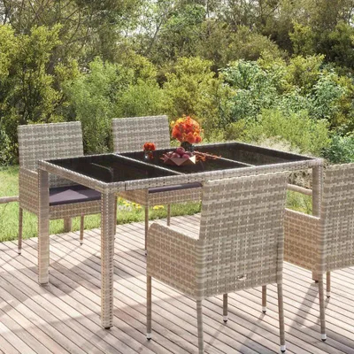 Imagen del producto de Mesa de jardín de 150x90x75 cm – Tablero gris – Mesa de exterior fácil de montar con estructura de madera