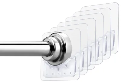 Produktbild von Duschvorhangstangenhalter - Selbstklebend ohne Bohren - Wandmontage für Badezimmer und Küche - 6 Stück