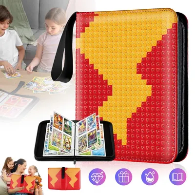 Produktbild von Pokémon Sammelkarten Album, Sammelalbum für Karten, Kunstleder Sammelalbum mit Reißverschluss, 50 Seiten 400 Taschen, Mit Tragegurt - 4 pocket