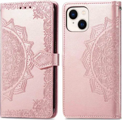 Zdjęcie produktu dla imoshion Mandala Bookcase dla Apple iPhone 15 - różowe złoto