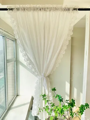 Productafbeelding van Jacquard Vitrage landhuisstijl met strepenpatroon en kanten rand transparant gordijn met stangdoorgang in keuken