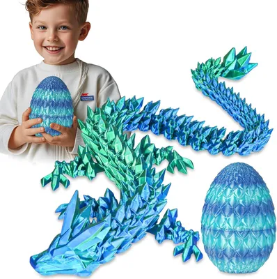 Productafbeelding van Verrassingsdrakenei met draak aan de binnenkant - Cadeaus voor kinderen en volwassenen - 3D-bedrukt fidget-speelgoed - Pasen