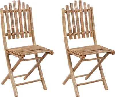 Produktbild von vidaXL Klappbare Gartenstühle 2 Stk. mit Kissen Bambus