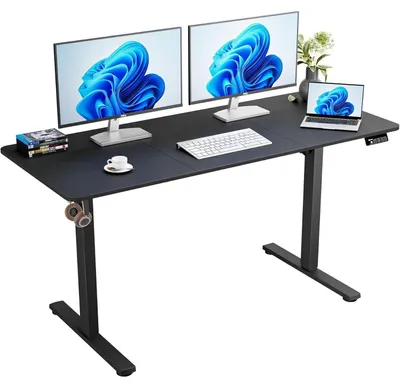 Obrázek produktu pro Elektrický výškově nastavitelný psací stůl, rozměry 140 x 60 cm, černá barva