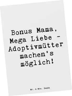 Produktbild von Mr. & Mrs. Panda Postkarte Spruch Adoptivmutter Liebe - Weiß - Geschenk, bildkarte, Grußkarte, Ansichtskarte, Familie, Fotokarte, Familienliebe, Adoptivkinder, Freude