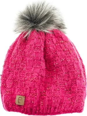Produktbild von Faera Mütze zum Warmhalten im Herbst oder Winter Bommel-Mütze mit Perlen Pink