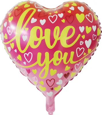 Image de Ballon de baudruche coeur 45 cm, Je t'aime rouge or